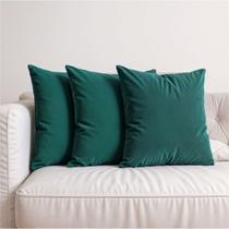 3 Capas Almofada Veludo Suede Sofa Decorativa 45x45 Verde