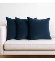 3 Capas Almofadas Veludo Macio Sofa Quarto Decorativa 45x45 Azul