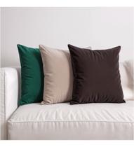 3 Capas Almofadas Veludo Sala Sofa Quarto 45x45 Tons de Azul e Verde Cor:Verde/Creme/Marrom