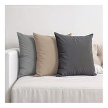 3 Capas Almofadas Veludo Sala Sofa Quarto 45x45 Tons de Bege Cinza Marrom Cor:Cinza/Bege/Cinza Escuro