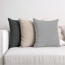 3 Capas Almofadas Veludo Sala Sofa Quarto 45x45 Tons de Bege Cinza Marrom Cor:Cinza/Creme/Cinza Escuro