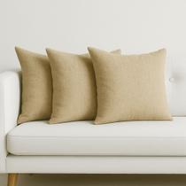 3 Capas de Almofadas Linho Premium Sofa Sala Quarto Decorativa Ziper Invisivel 45x45 Cinza