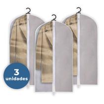3 Capas Protetora Para Terno Alta Qualidade Mais Vendido Anti Mofo Tnt Com Ziper Jaqueta Envio Imediato Cinza