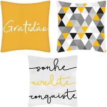 3 Capas Sarja Para Almofada Gratidão Sonhe Triângulos 45x45