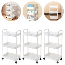 3 Carrinho Fruteira 3 Andares de Plástico Com Rodinha 360