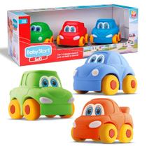 3 Carrinhos Brinquedo Carro Vinil Apertar Infantil Macio