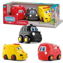 3 Carrinhos Brinquedo Vinil Macio Carro Emergência Infantil