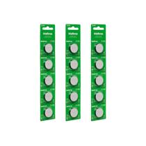 3 cartelas com 5 baterias pilhas botão 500mah 3v cr 2450 intelbras