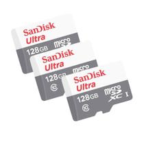 3 Cartões de Memória Micro SD 128GB Classe 10 Sandisk