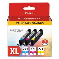 3 Cartuchos de Tinta Canon CLI-271XL de Alto Rendimento (Ciano, Magenta, Amarelo)