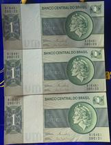 3 Cédulas 1 Cruzeiro Banco Central do Brasil Novas