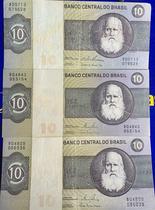 3 Cédulas 10 Cruzeiros Banco Central do Brasil Antigas Coleção Rara novas Linda Colecionais