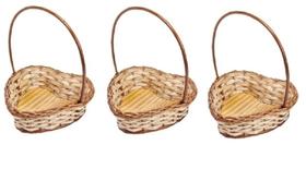 3 Cestas De Vime Coração Café Lanchonete Pães - 21x06 cm
