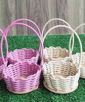 3 Cestas Fibra Sintetica Rosa 3 cesta fibra sintetica bege Cestinha dia dos Namorados