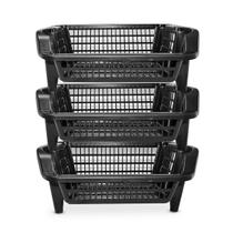 3 Cesto Expositor Organizador Empilhável 16 Litros Preto