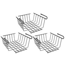 3 Cesto Suspenso Organizador Encaixe Armário Prateleira 25cm