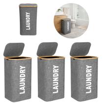 3 Cestos De Roupas Sujas Para Lavanderia Hotel 94L Dobrável 3 Cestos De Roupas Sujas Para Lavanderia Hotel 94L Dobrável