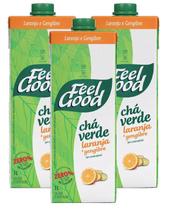 3 Chá Verde Feel Good Sabor Laranja Gengibre Zero Açúcar 1L