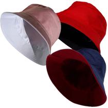 3 Chapéus Bucket Balde Dupla Face Liso Moda Streetwear