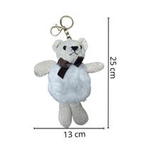 3 Chaveiro Ursinho Pompom Pelúcia Argola Dourada Pom Pom