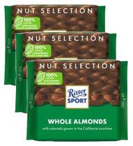 3 CHOCOLATE RITTER SPORT Amêndoa Inteira WHOLE ALMONDS 100G