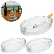 3 Cinzeiros em Vidro Reforçado Oval Ideal P/ Restaurantes
