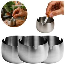 3 Cinzeiros Redondo em Aço Inox Luxo Bar Casa Restaurante