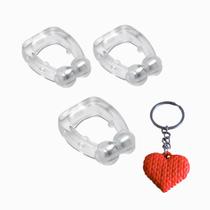 3 Clips Nasais Magnéticos Anti-Ronco Sono Tranquilo + Brinde Chaveiro Coração