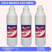 3 Cola Branca 500gr Adesivo PVA Uso Geral Escolar/Artesanato/Marcenaria/Slime