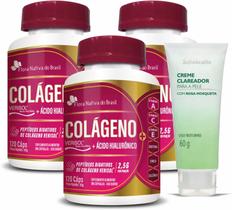 3 Colágeno Verisol + Ácido Hialurônico 120 Caps + Clareador