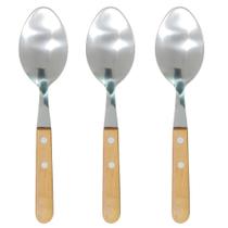 3 Colher De Mesa Inox Com Cabo De Madeira 19 cm 3 Colher De Mesa Inox Com Cabo De Madeira 19 cm