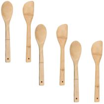 3 Colher E 3 Espátula Bambu Natural Utensílios Cozinha 30 cm 3 Colher E 3 Espátula Bambu Natural Utensílios Cozinha 30 cm