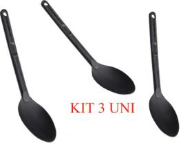 3 Colher Grande 29,6cm Com Cabo De Pendurar Em Nylon Preto 3 Colher Grande 29,6cm Com Cabo De Pendurar Em Nylon Preto
