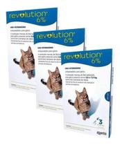 3 Combos Antipulgas Revolution 6% Gatos 2,6 E 7,5 Kg Cor Azul-petróleo
