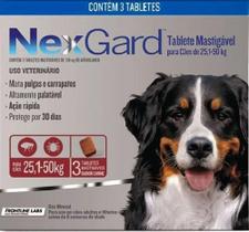 3 comprimidos Antipulgas e Carrapatos Nexgard 25 a 50kg
