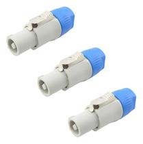 3 conector powercon macho p/ painel de energia 20a 3polos mxt cinza