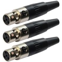 3 conectores custom sound mini xlr femea 4 polos mpf4-01 cs908