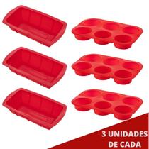 3 Conj Forma para Pães e Forma Espiral em Silicone Sortida