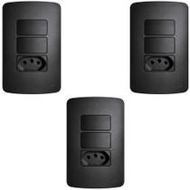3 CONJUNTO 1 TOMADAS E 2 INTERRUPTOR SIMPLES 10a MARGIRIUS LINHA B3 PRETO 3 CONJUNTO 1 TOMADAS E 2 INTERRUPTOR SIMPLES 10a MARGIRIUS LINHA B3 PRETO