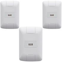 3 Conjunto 4x2 1 Tomada USB 1,5 A Bivolt Tramontina Aria