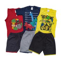 3 Conjunto De Verão Roupa Infantil Menino Camiseta Bermuda - TGS Confecções