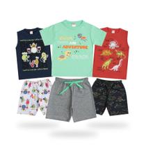 3 Conjunto Infantil de Verão Masculino Roupa Meia Estação Roupas de Crianças