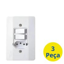 3 Conjunto Interruptor 2 Simples 1 Tomada 10A Mec-Tronic