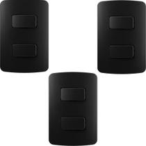 3 CONJUNTO INTERRUPTOR DUPLO SIMPLES 10a MARGIRIUS LINHA B3 PRETO 3 CONJUNTO INTERRUPTOR DUPLO SIMPLES 10a MARGIRIUS LINHA B3 PRETO