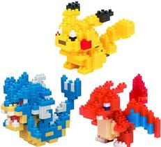 3 Conjunto Nanoblock Bundle - Gyarados, Charizard e Pikachu - Personagens Pokemon ajustáveis (Importação do Japão)