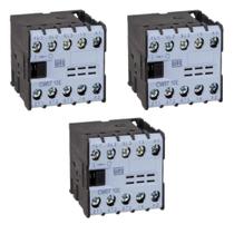 3 Contator Mini Weg 1NA 7A 220V Cw07 Tripolar 60Hz Azul