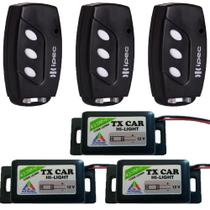 3 Controle Portão Alarme 3 Canais com Clip de Fixação + 3 Tx Car Carro Moto Farol Luz Alta Prova De agua
