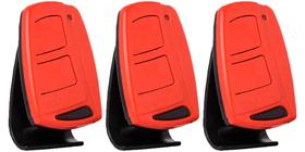 3 Controle Portão Eletrônico Alarme 433,92mhz Code Learn Tx TOP Garen Ppa Rcg com Clip de Fixação Vermelho