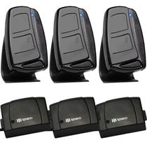 3 Controle Remoto Portão 2 Canais com Clip de Fixação Preto + 3 Controle Farol Alto Tx Car