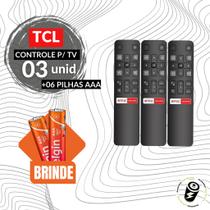 3 Controles Remoto Para Tv LCD TCL Smart 4K Android + Pilhas
